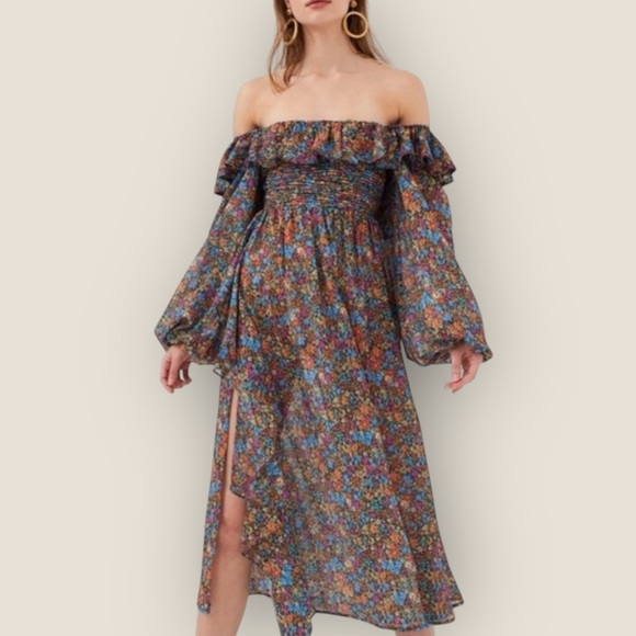 For Love & Lemons | Full Bloom Midi Dress | Size XS (Fits XS-S) - Picture 1 of 15